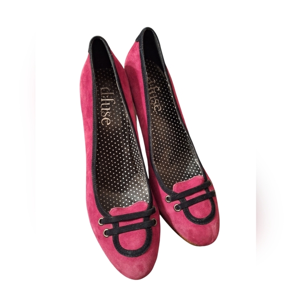 D:Fuse Scandinavian Heels Slip on Heeled Oxford FUCHSHIA & Black size 250 or 9 - Picture 6 of 8